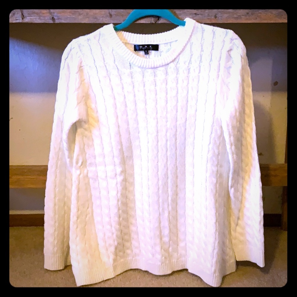 White corded sweater